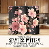 Cherry Blossom Tumbler, Digital Papers, Watercolor Flowers, Floral Junk Journal, Printable Tumbler PNG, Scrapbooking Paper Designs thumbnail 2