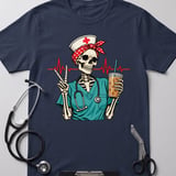 Skeleton Nurse Coffee Lover Tee thumbnail 4