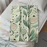Blanket Pillow and Pillow Case: Botanical Green, Neutral Hues, Leaf and Fruit Pattern thumbnail 7
