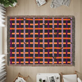 Spooky Bat Plaid Halloween Velveteen Blanket, Purple Orange Grunge Goth Cozy Woven Blanket & Throw Pillows, Fall Decor Gift thumbnail 11