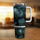 Black Panther Jungle Tumbler Wrap PNG, 40oz Sublimation Design, Distressed Seamless Digital Download, Mystical Moon Forest, Free Car Coaster thumbnail 3