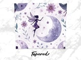 Fairy Moon 20 oz Seamless Tumbler Wrap Design, Celestial Stars, Watercolor Flowers, Fantasy Tumbler Digital Download, Sublimation Design thumbnail 5