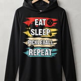 Pickleball Sport-Tek Performance Hood, Eat Sleep Pickleball Repeat Retro Graphic, Lightweight Hoodie thumbnail 1