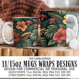 Tropical Flowers Tumbler Design, Digital Paper, Hibiscus Flower Tumbler, Watercolor Floral Junk Journal, Digital Scrapbook Paper, PNG thumbnail 4
