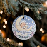 Baby First Christmas Ornament, Custom Name Sleeping Baby on Moon Holiday Keepsake, Personalized New Baby Ornaments for Tree, Newborn Gift thumbnail 8