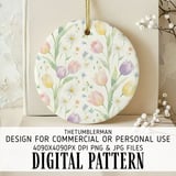 Digital Pattern, Floral Pattern, Tulip Pattern, Daisy Pattern, Watercolor Pattern, Digital Bundle, Spring Pattern, Flower Pattern, PNG JPG thumbnail 3