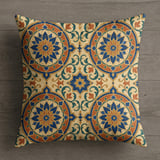 Moroccan Tile Pillow Cover, Blue Orange Bohemian Decorative Pillow Case, Mandala Pattern Accent Cushion Cover thumbnail 9