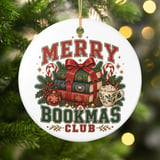 Merry Bookmas Club Ornament, Book Lover Christmas Gift, Cozy Bookish Holiday Tree Decor, Reader Gift, Cute Book Club Christmas Ornament thumbnail 3