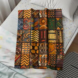 Global Boho Mosaic Velveteen Blanket, African Tribal Art Throw Pillow, Earthy Textured Woven Blanket, Unique Home Decor Gift thumbnail 4