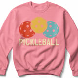 Pickleball Gildan Crewneck Sweatshirt, PICKLEBALL, Court Warm Up Retro Vintage Balls Graphic Fleece Top thumbnail 8