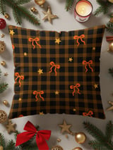 Cozy Plaid Bow Velveteen Blanket, Rustic Autumn Star Pattern Throw Pillow, Fall Woven Blanket, Halloween Home Decor Gift thumbnail 3