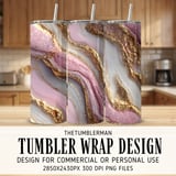 20 oz Skinny Tumbler Wrap, Pink Agate Gold Veins, Sublimation Design, Straight Tapered Wrap png, Digital Download, Tumbler thumbnail 1
