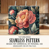 Peony Tumbler Design, Floral Tumbler png, Digital Papers, Watercolor Flowers Backgrounds, Junk Journal Pages, Digital Scrapbooking Paper thumbnail 2