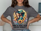 Just A Girl Who Loves Horses T-Shirt, Floral Horse Lover Shirt, Cowgirl TShirt, Western Tee, Horseback Riding Gift, Equestrian Style thumbnail 9