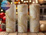 20 oz Skinny Tumbler Wrap Sublimation Design, Gold Marble, Straight and Tapered Wrap png, Floral Tumbler Digital, Instant Download thumbnail 2