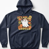 Pickleball Gildan Fleece Hoodie, Let's Dink Ghouls, Retro Halloween Ghost Court Pullover Sweatshirt thumbnail 6