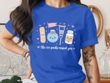 School Nurse Welcome Back T-Shirt: Ice Pack, Bandage, Crutch, Pill Bottle thumbnail 2