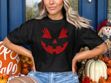Eyelash Pumpkin Face Tee thumbnail 1