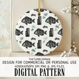 Digital Pattern, Fish Pattern, Crab Pattern, Wood Pattern, Sea Glass Pattern, Digital Bundle, Seamless Pattern, Sublimation Design thumbnail 3