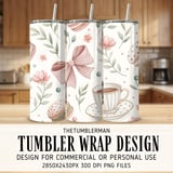 Digital Pattern, Digital Bundle, Floral Pattern, Macaron Pattern, Coffee Cup Pattern, Pink Bow Pattern, Seamless Pattern, Watercolor Pattern thumbnail 2