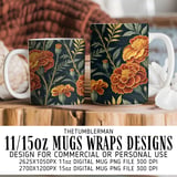 Marigold Tumbler Design, Floral Digital Papers, Flower Backgrounds, Junk Journal Pages, Printable PNG, Digital Scrapbooking Paper thumbnail 4