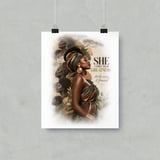 Black Woman Ancestry Wall Art Poster, She Comes From Greatness Framed Poster, African Matriarch Heritage Decor, Empowering Melanin Art thumbnail 14