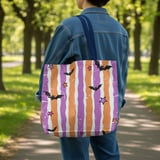 Spooky Cute Bat & Star Phone Case | Pastel Goth Halloween Striped Tote Bag | Y2K Grunge Aesthetic Fall Accessory thumbnail 2