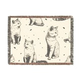 Vintage Cat Sketch Blanket, Woven Blanket  Cat Lover Gift, Cat Decor,  thumbnail 9