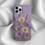 Embroidered Floral Tough Phone Case, Lavender Botanical Poppy Flower Case, Vintage Cottagecore Gift for Her, Aesthetic Floral Phone Cover thumbnail 5