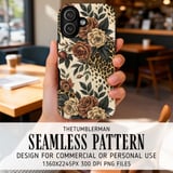 Digital Pattern, Rose Flower, Floral Leopard, Animal Print, Digital Bundle, Seamless Pattern, Fabric Design, Commercial Use, Digital File thumbnail 6
