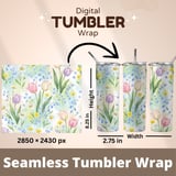 Digital Floral Pattern Bundle, Watercolor Flower Design, Spring Flowers, Daisy, Tulip, Forget Me Not, Digital Paper, Seamless Pattern thumbnail 9
