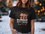 Meowy Christmas Kittens Standard T-Shirts Holiday Cats In Santa Hats Reindeer Antlers Graphic thumbnail 4