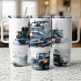 40oz Tumbler Wrap Vintage Truck Driving Through Forest Digital Design, Classic Car Sublimation Wrap PNG for Dad, Husband thumbnail 9