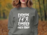 Exercise Because Zombies T-Shirt, Funny Zombie Running Sweatshirt, Humorous Fitness Tee, Apocalypse Runner Gift, Halloween Shirt thumbnail 8