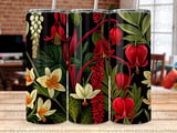 Dark Botanical Tumbler Wrap PNG 20oz Skinny Seamless Sublimation Digital Design with Free Car Coasters thumbnail 8