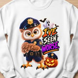 I've Seen Worse Officer Hoot the Owl Sweatshirt thumbnail 2