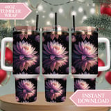 Pink Lotus Flower Tumbler Design, Digital Paper Pack, Watercolor Background, Floral Junk Journal Pages, Printable PNG, Scrapbooking thumbnail 8