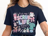 In My Scrub Life Era Coquette Bow Nurse T-Shirt: Funny ER ICU Design thumbnail 8