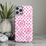 Pink Heart Tough Phone Case Coquette Polka Dot Cute Girly Aesthetic Trendy Y2K Lover Girl Gift for Her Retro Romantic Phone Cover thumbnail 1