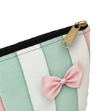 Coquette Bow Pastel Striped Backpack, Cute Pink Bows Spiral Notebook, Romantic Aesthetic Accessory Pouch, Kawaii Girl Gift thumbnail 14
