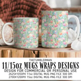 Digital Pattern Bundle, Tulip Flowers, Daisy Flowers, Floral Digital Paper, Watercolor Digital, Seamless Pattern for Commercial Use thumbnail 4