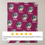Custom Pet Blanket from Photo, Personalized Dog or Cat Portrait Blanket with Name, Dog Memorial Gift, Pet Sympathy Gift, Dog Mom Blanket thumbnail 4