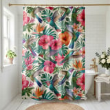 Hummingbird Oasis Botanical Shower Curtain thumbnail 1