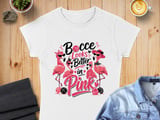 Bocce Looks Better in Pink Flamingo T-Shirt, Funny Bocce Ball Player Gift for Her, Summer Vacation Tee, Cute Pink Top thumbnail 5