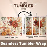 Fall Floral Tumbler Design, Digital Download, Autumn Flowers PNG, Watercolor Flower Backgrounds, Scrapbooking Paper, Junk Journal Pages thumbnail 7