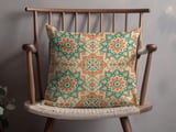 Boho Moroccan Pattern Pillow Cover, Mediterranean Decor Cushion Case, Faux Gold Print Geometric Design Accent Pillow thumbnail 4