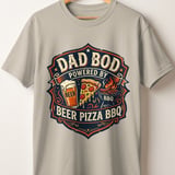 Dad Bod Powered By Beer Pizza BBQ T-Shirt | Funny Father's Day Gift for Him | Grill Master Vintage Graphic Tee | Husband Birthday Shirt thumbnail 3
