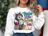 Whimsical 'Purrfectly Fun' Teacher Cat T-Shirt thumbnail 6