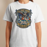 US Coast Guard MH-60T Jayhawk T-Shirt, Military Aviation Search and Rescue Graphic Tee, Veteran Helicopter Pilot Gift, Patriotic Mens Shirt thumbnail 7
