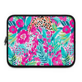 Vibrant Floral Laptop Sleeve, Pink Teal Botanical Accessory Pouch, Abstract Pattern Tech Case, Summer Gifts for Her thumbnail 4